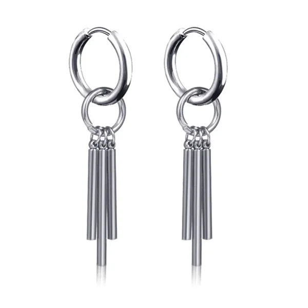 New Punk Stainless Steel Chain Hoop Earrings – Trendy Goth Hip Hop Pendants - Z0001-19