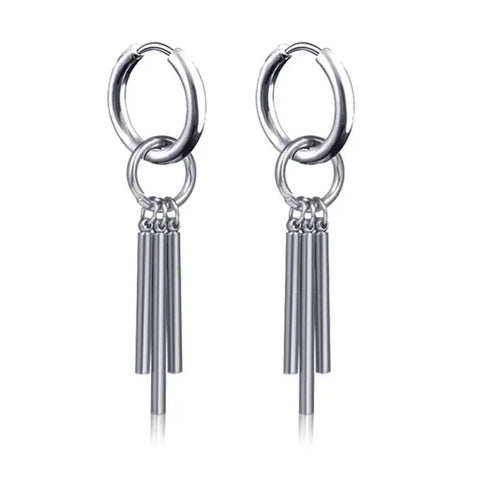 New Punk Stainless Steel Chain Hoop Earrings – Trendy Goth Hip Hop Pendants - Z0001-19
