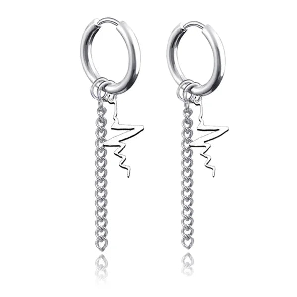 New Punk Stainless Steel Chain Hoop Earrings – Trendy Goth Hip Hop Pendants - Z0001-29