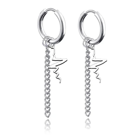 New Punk Stainless Steel Chain Hoop Earrings – Trendy Goth Hip Hop Pendants - Z0001-29