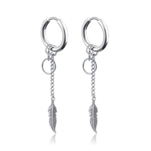New Punk Stainless Steel Chain Hoop Earrings – Trendy Goth Hip Hop Pendants - Himpall