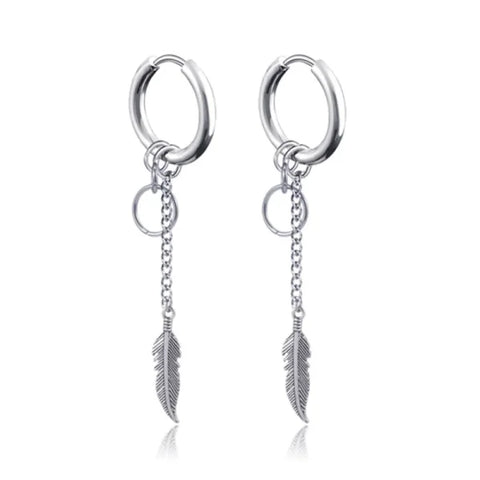 New Punk Stainless Steel Chain Hoop Earrings – Trendy Goth Hip Hop Pendants - Z0001-25