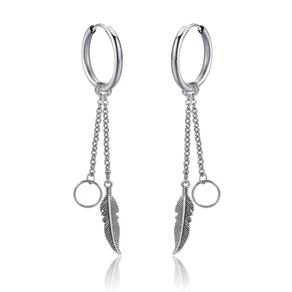 New Punk Stainless Steel Chain Hoop Earrings – Trendy Goth Hip Hop Pendants - Himpall