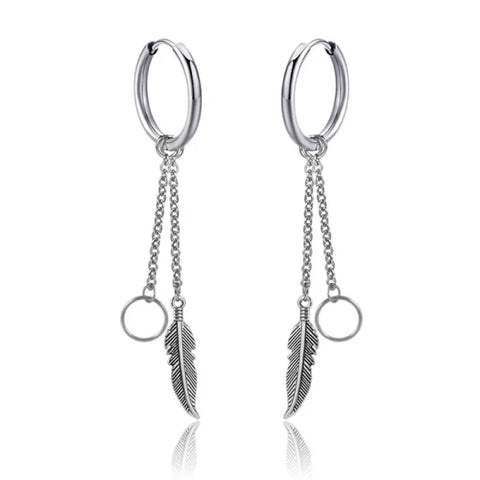 New Punk Stainless Steel Chain Hoop Earrings – Trendy Goth Hip Hop Pendants - Z0001-23