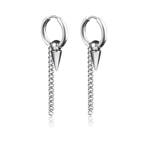 New Punk Stainless Steel Chain Hoop Earrings – Trendy Goth Hip Hop Pendants - Z0001-07