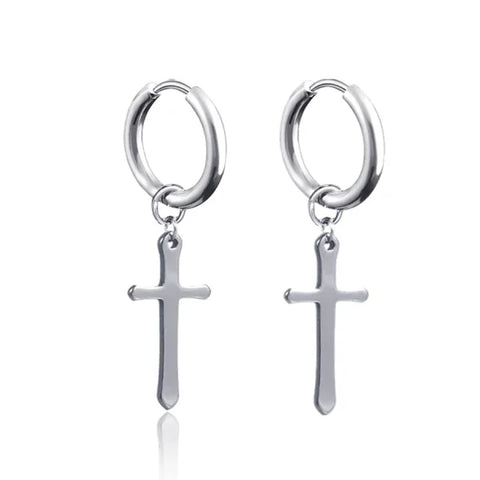 New Punk Stainless Steel Chain Hoop Earrings – Trendy Goth Hip Hop Pendants - Z0001-17