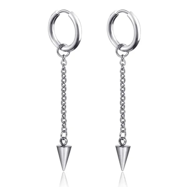 New Punk Stainless Steel Chain Hoop Earrings – Trendy Goth Hip Hop Pendants - Z0001-20