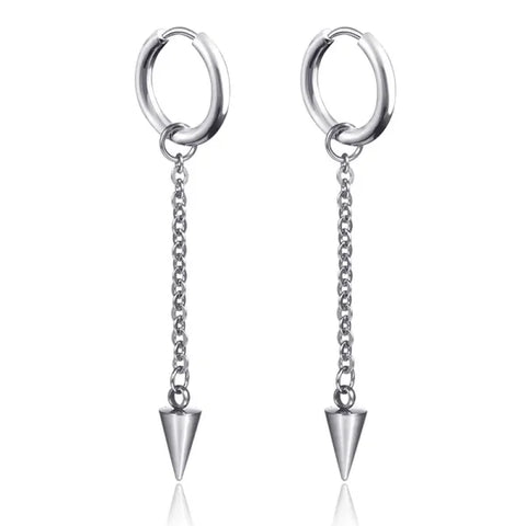 New Punk Stainless Steel Chain Hoop Earrings – Trendy Goth Hip Hop Pendants - Z0001-20