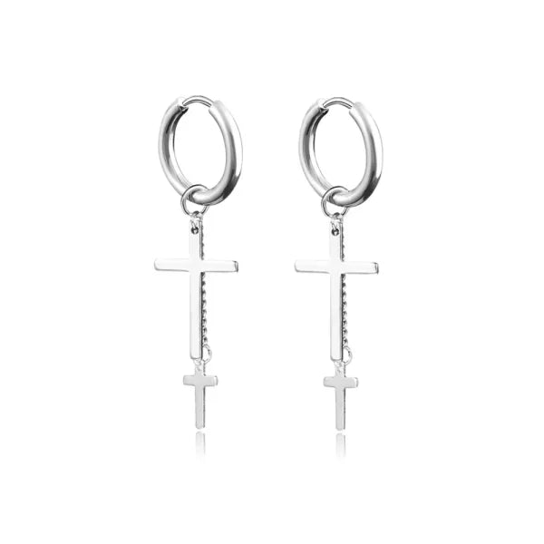 New Punk Stainless Steel Chain Hoop Earrings – Trendy Goth Hip Hop Pendants - Z0001-04