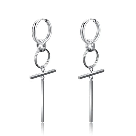 New Punk Stainless Steel Chain Hoop Earrings – Trendy Goth Hip Hop Pendants