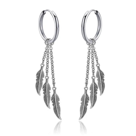 New Punk Stainless Steel Chain Hoop Earrings – Trendy Goth Hip Hop Pendants - Z0001-24