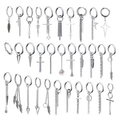 New Punk Stainless Steel Chain Hoop Earrings – Trendy Goth Hip Hop Pendants - Himpall