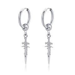 New Punk Stainless Steel Chain Hoop Earrings – Trendy Goth Hip Hop Pendants - Himpall