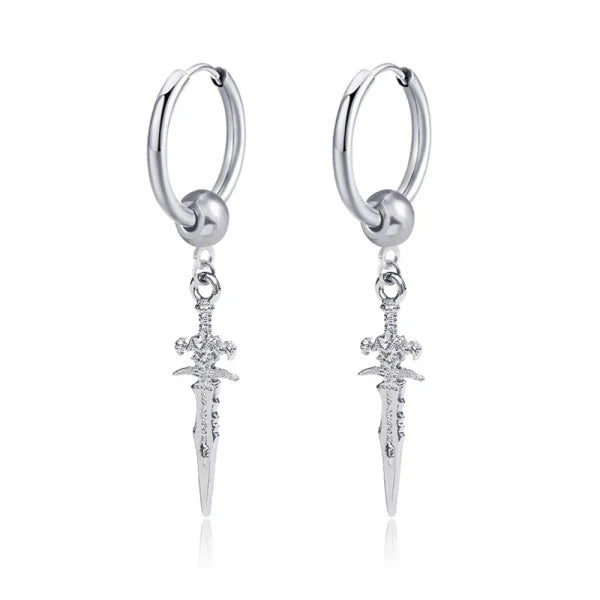 New Punk Stainless Steel Chain Hoop Earrings – Trendy Goth Hip Hop Pendants - Z0001-02