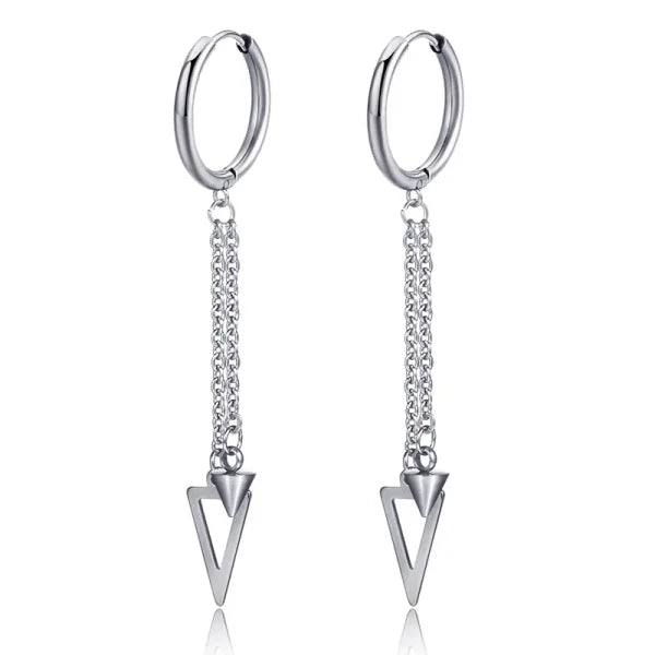 New Punk Stainless Steel Chain Hoop Earrings – Trendy Goth Hip Hop Pendants - Himpall