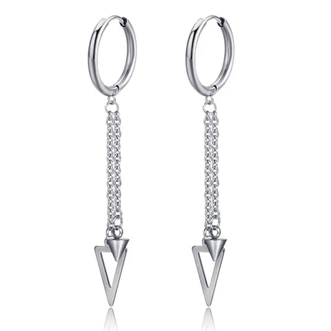 New Punk Stainless Steel Chain Hoop Earrings – Trendy Goth Hip Hop Pendants - Z0001-21
