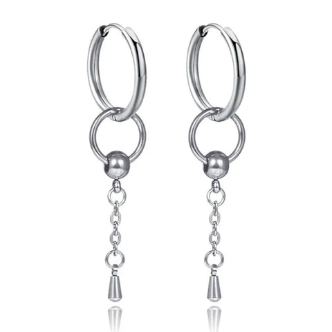 New Punk Stainless Steel Chain Hoop Earrings – Trendy Goth Hip Hop Pendants - Z0001-22