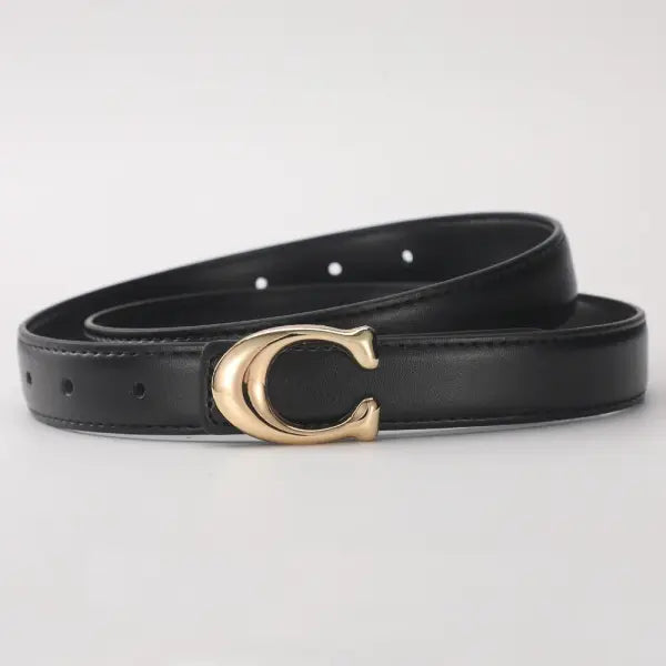 Smooth Buckle Belt PU Leather Women Business Casual - 1 / 105CM