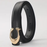 Smooth Buckle Belt PU Leather Women Business Casual