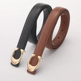 Smooth Buckle Belt PU Leather Women Business Casual