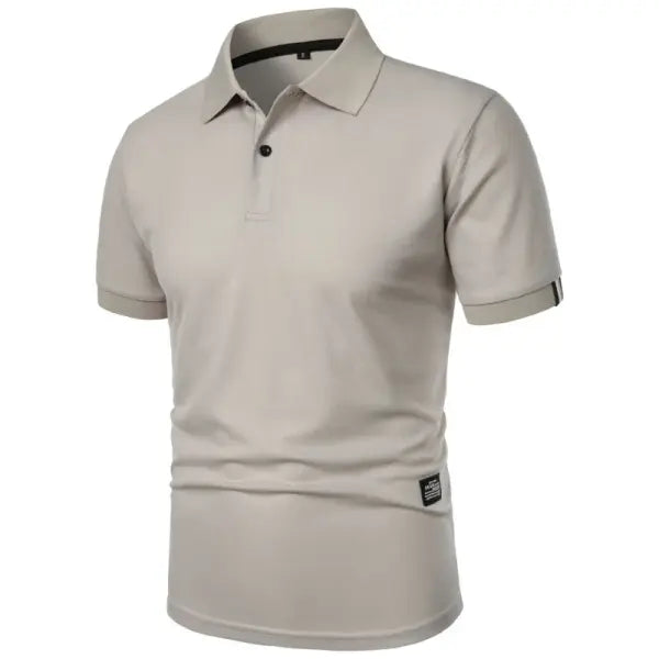 New Solid Color Polo Shirt Men’s Short Sleeve Button Tshirts Lapel Lightweight Streetwear Sport Casual Tops - Light
