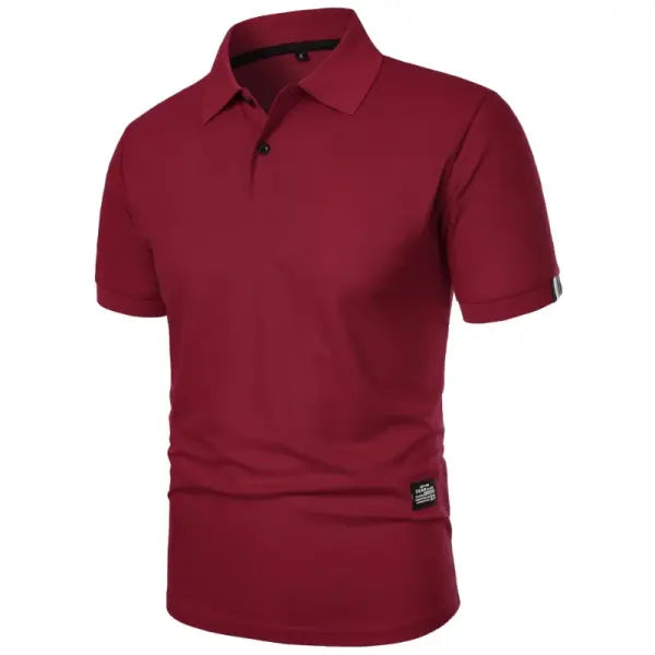 New Solid Color Polo Shirt Men’s Short Sleeve Button Tshirts Lapel Lightweight Streetwear Sport Casual Tops - Red / XXXL
