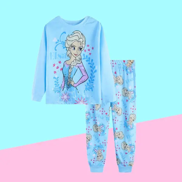 New Spring Autumn Children’s Clothing Sets girl Sleepwear Clothes Kids Pajamas Set Baby Girls Cotton Anna Elsa Cartoon