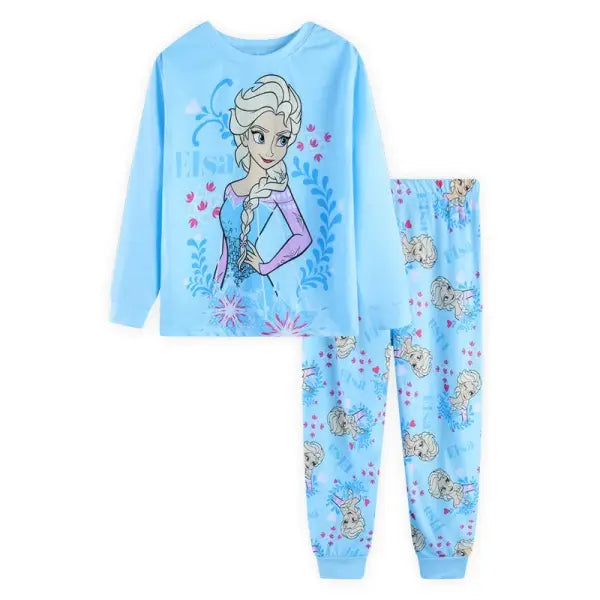 New Spring Autumn Children’s Clothing Sets girl Sleepwear Clothes Kids Pajamas Set Baby Girls Cotton Anna Elsa Cartoon