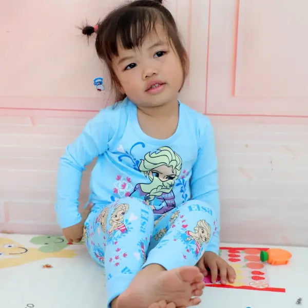 New Spring Autumn Children’s Clothing Sets girl Sleepwear Clothes Kids Pajamas Set Baby Girls Cotton Anna Elsa Cartoon