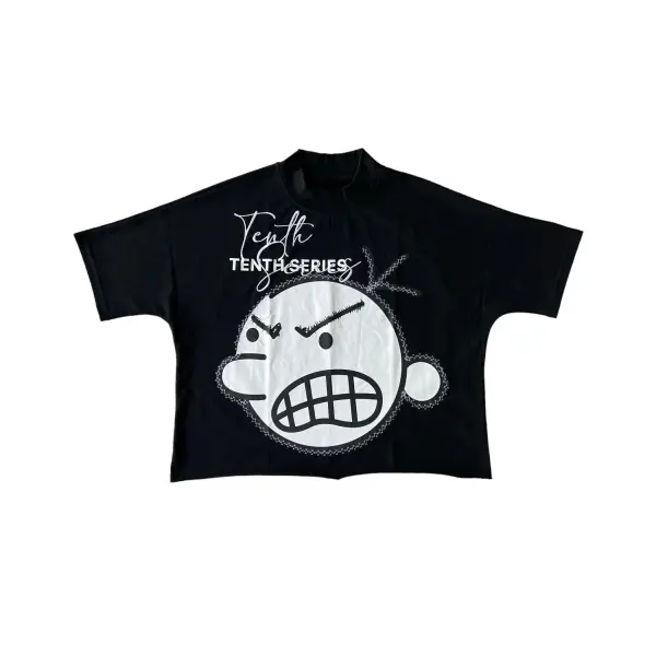 New Streetwear Men Women Harajuku Vintage Cross Graphic Print Oversized T Shirt Goth Casual Cotton Drop Sleeve Short