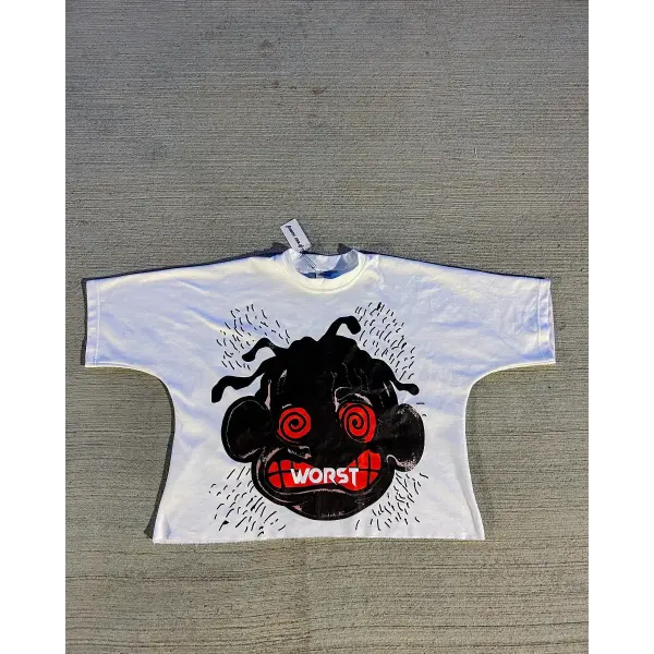 New Streetwear Men Women Harajuku Vintage Cross Graphic Print Oversized T Shirt Goth Casual Cotton Drop Sleeve Short