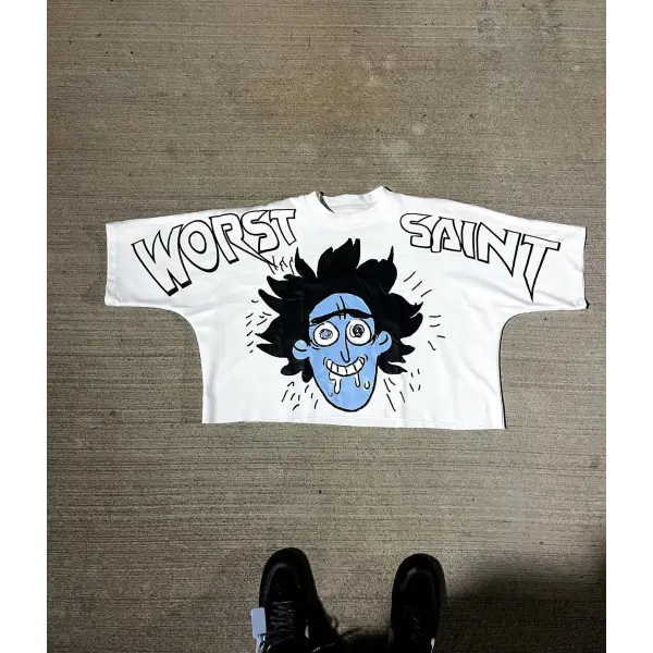 New Streetwear Men Women Harajuku Vintage Cross Graphic Print Oversized T Shirt Goth Casual Cotton Drop Sleeve Short