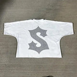 New Streetwear Men Women Harajuku Vintage Cross Graphic Print Oversized T Shirt Goth Casual Cotton Drop Sleeve Short