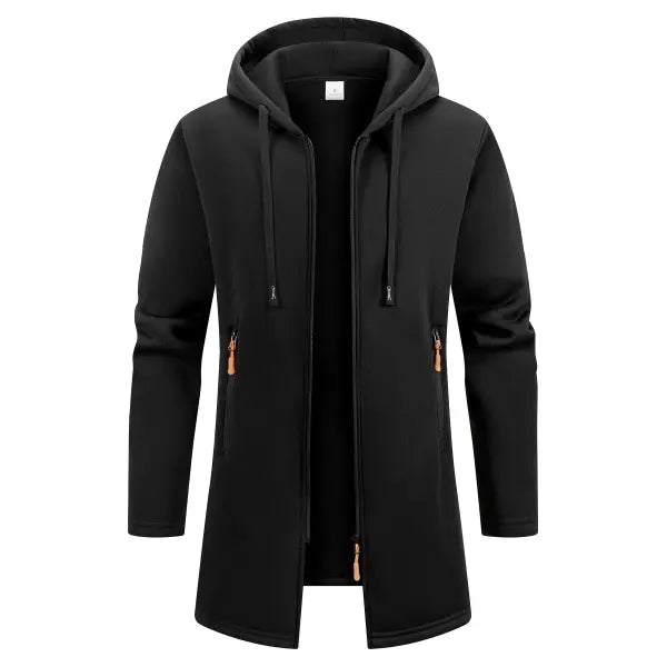 Men Winter Zipper Hooded Oversize Jacket Polyester Outdoor Warmth - black / S