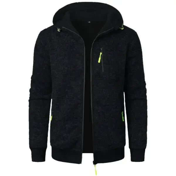 Men’s Oversize Zipper Hoodie – Streetwear Long Sleeve Winter Warm Jacket for Outdoor Tracksuit Style - Black / M