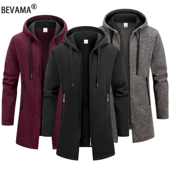 Men Winter Zipper Hooded Oversize Jacket Polyester Outdoor Warmth