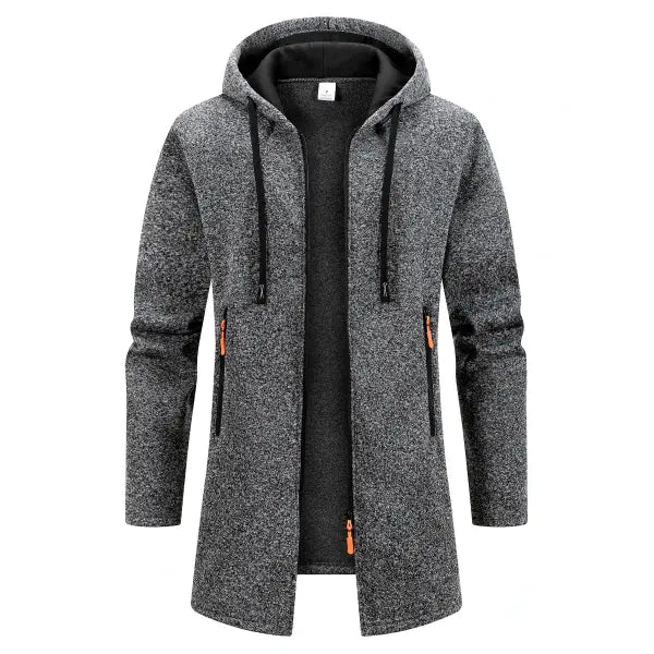 Men Winter Zipper Hooded Oversize Jacket Polyester Outdoor Warmth - Dark Grey / S