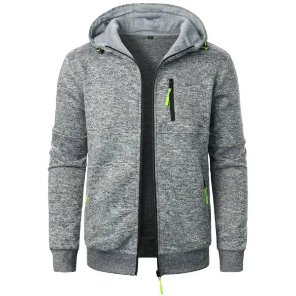 Men’s Oversize Zipper Hoodie – Streetwear Long Sleeve Winter Warm Jacket for Outdoor Tracksuit Style - Light Gray / M