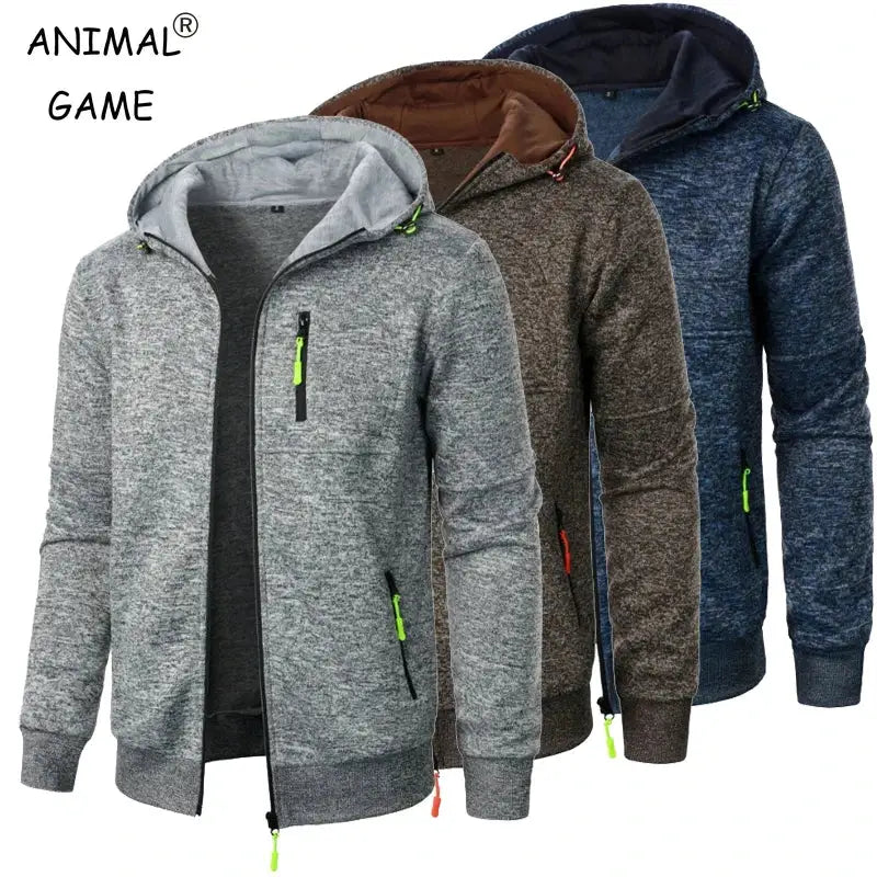 New Streetwear Men’s Long Sleeve Sweatshirts for Men Zipper Hooded Oversize Winter Warm Jacket Coat Outdoor Tracksuit