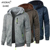 New Streetwear Men’s Long Sleeve Sweatshirts for Men Zipper Hooded Oversize Winter Warm Jacket Coat Outdoor Tracksuit
