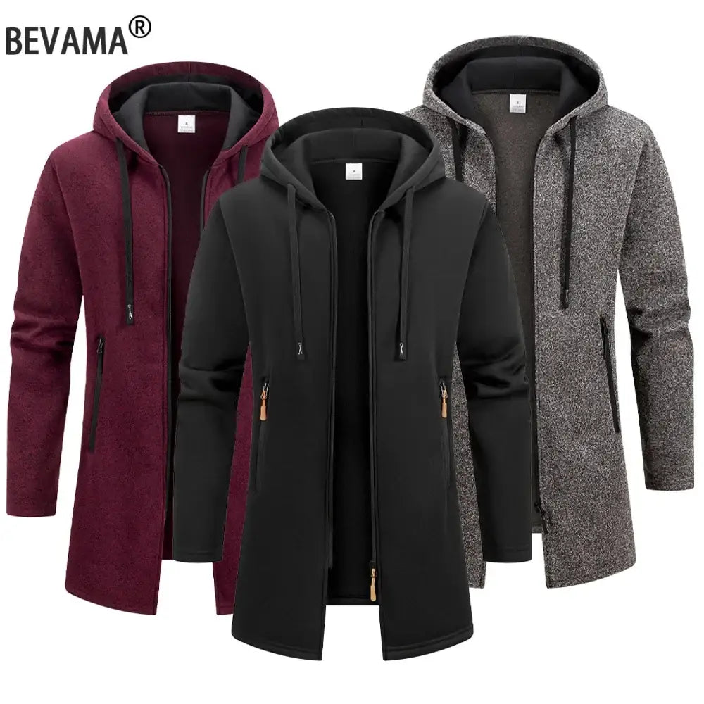 New Streetwear Men’s Long Sleeve Sweatshirts for Men Zipper Hooded Oversize Winter Warm Jacket Coat Outdoor Tracksuit