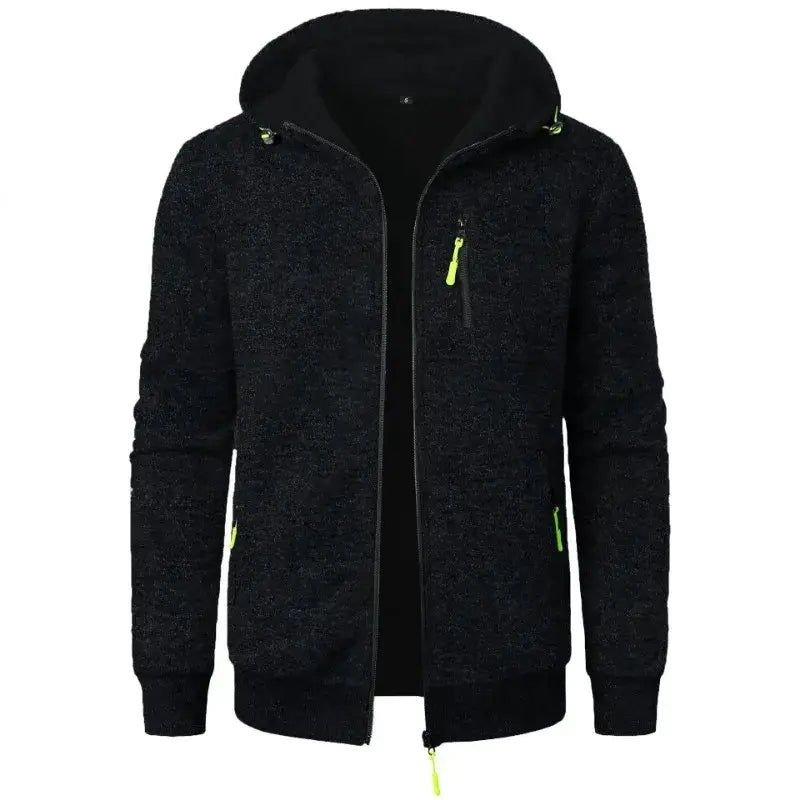 New Streetwear Men’s Long Sleeve Sweatshirts for Men Zipper Hooded Oversize Winter Warm Jacket Coat Outdoor Tracksuit