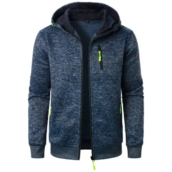 Men’s Oversize Zipper Hoodie – Streetwear Long Sleeve Winter Warm Jacket for Outdoor Tracksuit Style - Navy / M