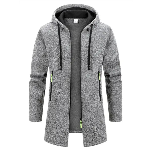 Men Winter Zipper Hooded Oversize Jacket Polyester Outdoor Warmth - light gray / S