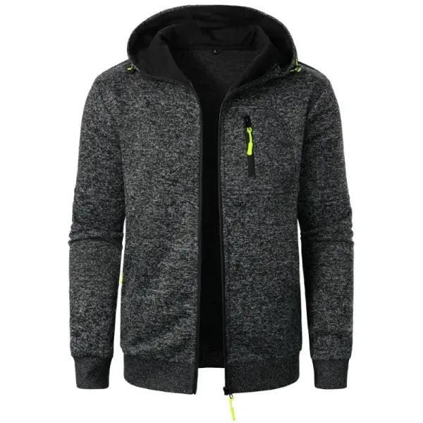 Men’s Oversize Zipper Hoodie – Streetwear Long Sleeve Winter Warm Jacket for Outdoor Tracksuit Style - Dark Gray / XL