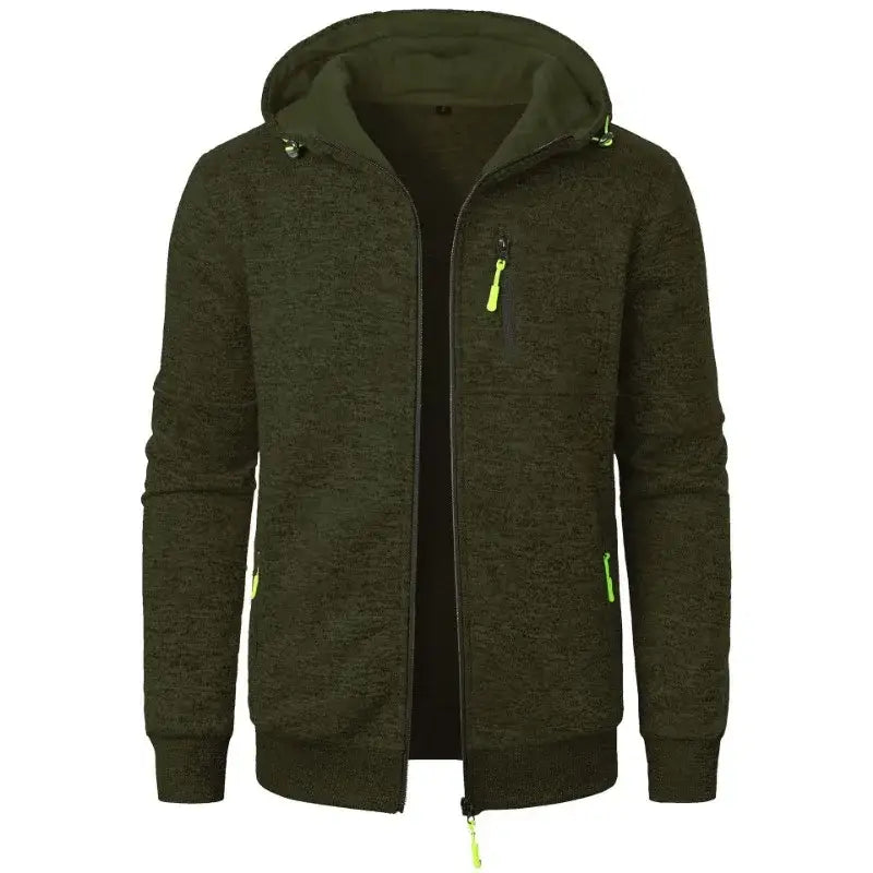 New Streetwear Men’s Long Sleeve Sweatshirts for Men Zipper Hooded Oversize Winter Warm Jacket Coat Outdoor Tracksuit