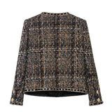 Liu Shishi Retro Tweed Jacket Single Breasted Office Lady Style