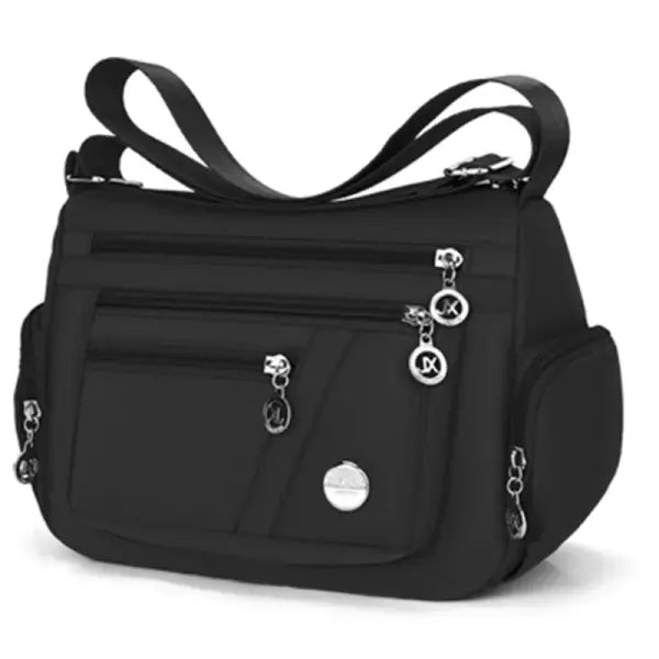 Water Resistance Nylon Crossbody Bag Travel for Casual Use - black