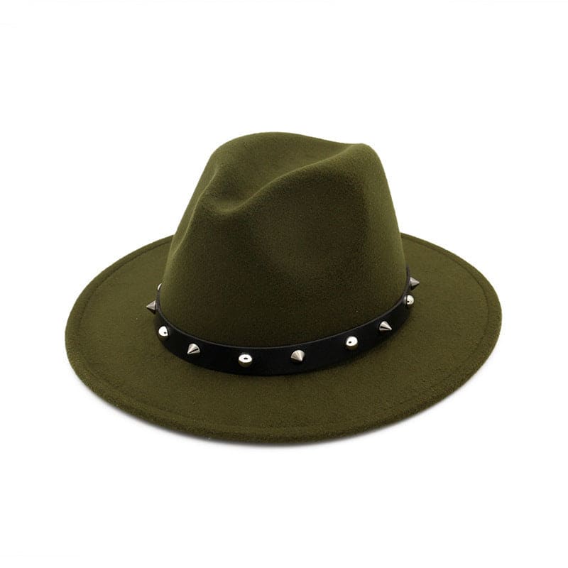 New Style Rivet Accessories Top Hat For Men and Women Woolen Hats - Army Green