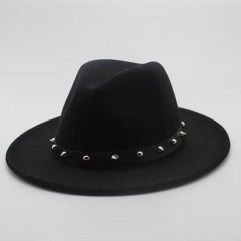 New Style Rivet Accessories Top Hat For Men and Women Woolen Hats - Black